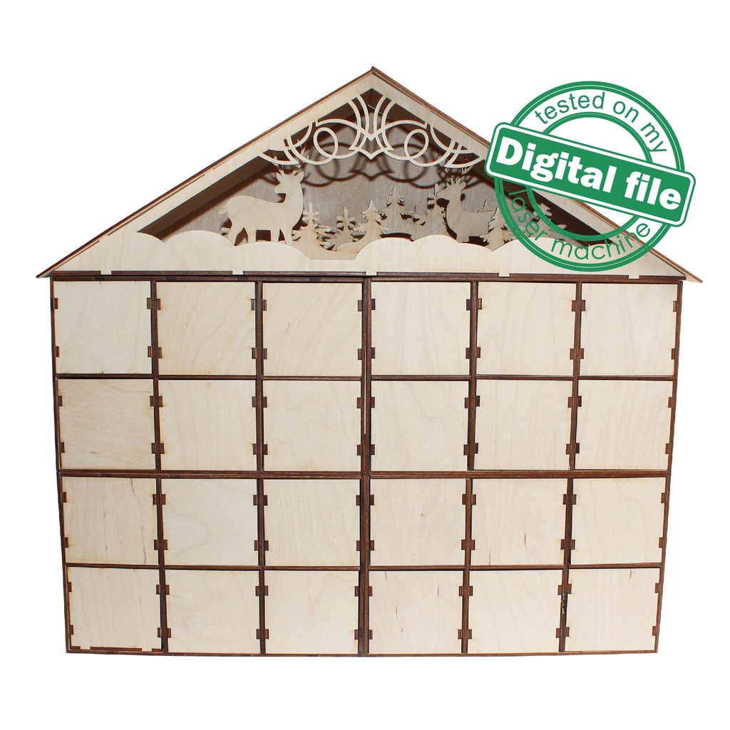 DXF, SVG files for laser Wine Advent Calendar, 24 Mini Bottles